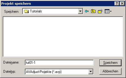 Dialog "Projekt speichern"